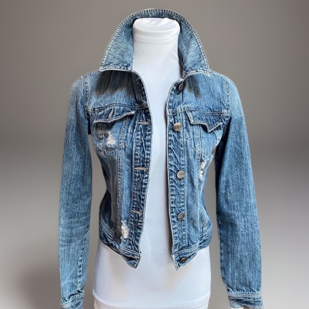 Mudd Factory Destroyed Blue Jean Denim Jacket